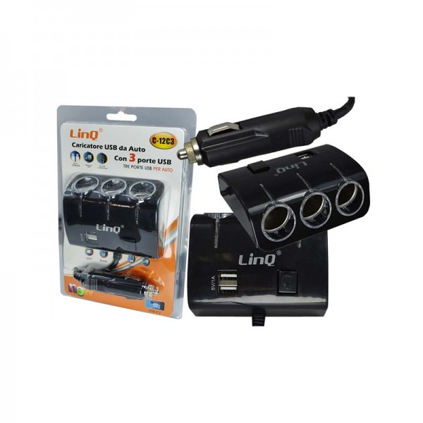 Adaptador Mechero Coche de LinQ 3 USB C-12C3