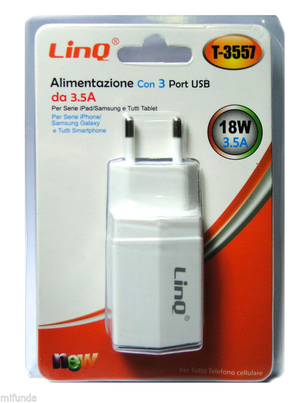 Cargador linQ T-3557 18W 3.5A,3 USB