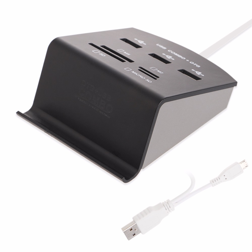 Puertos OTG USB 2.0 Hub Combo Soporte Soporte del Lector de Tarjetas Micro SD M2 MS C26