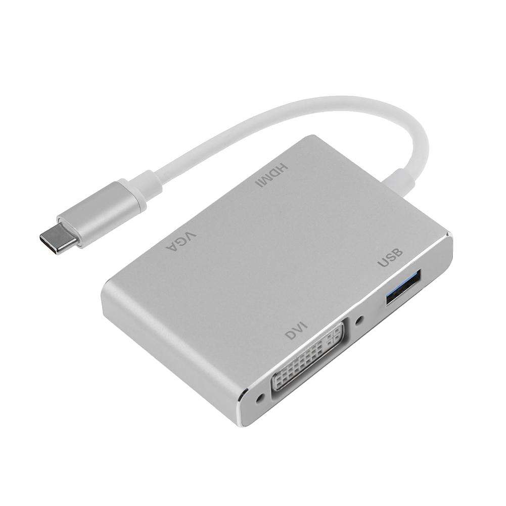 Adaptador tipo C a HDMI-VGA-DVI y USB3.0 linQ TPC-444