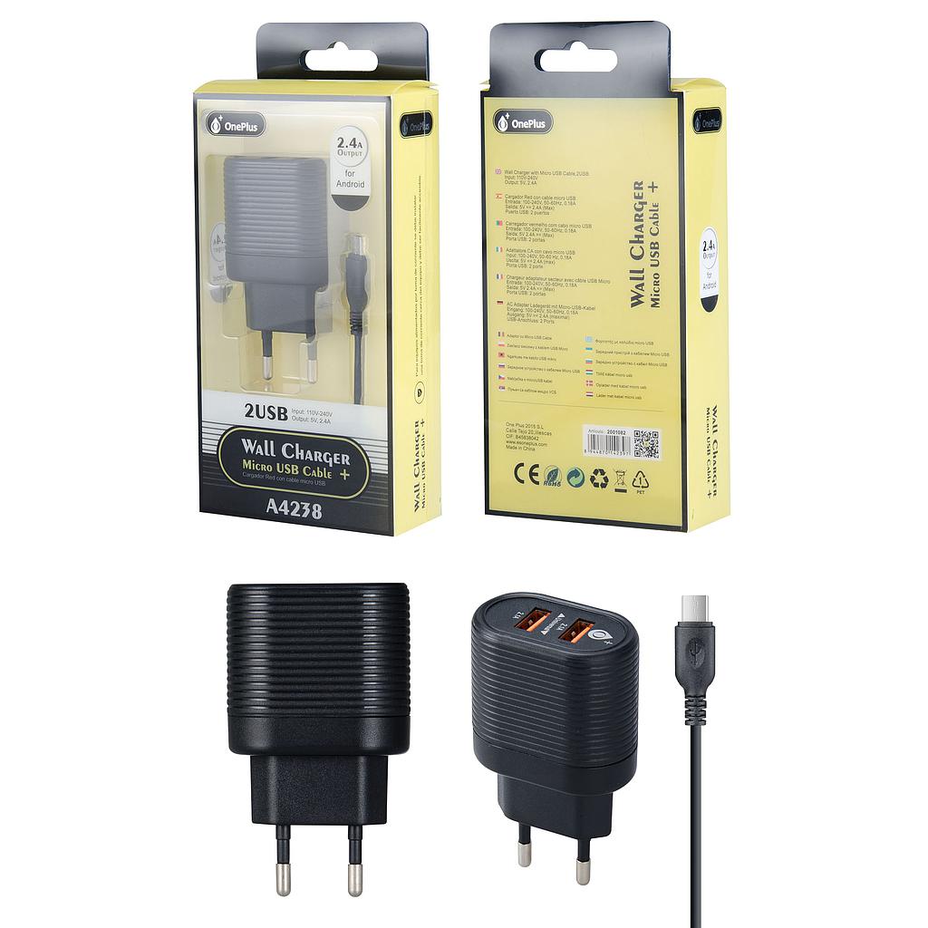 Cargador One plus 2 USB 2.4A A4238