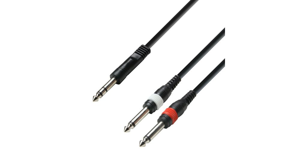  Cable de Audio de Jack 6,3 mm estéreo a 2 Jacks 6,3 mm mono 