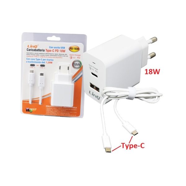 Alimentador Tipo C con cable PD 18W LinQ PD-1830