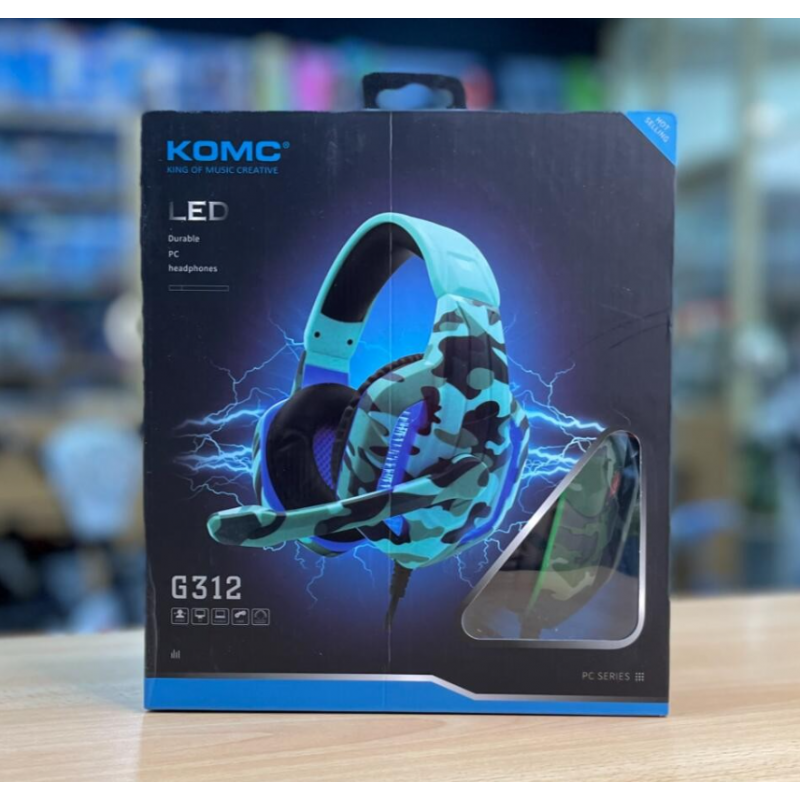 Auriculares Casco Gaming KOMC G312 Con Cable Luz Led