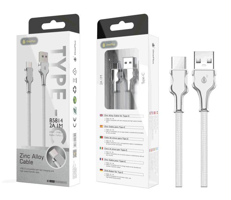 Cable TIPO C Zinz Alloy 2A 1M Oneplus B5814