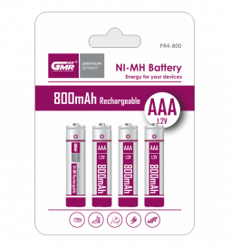 Pack Pilas recargables AAA 800 mAh GMR PR4-800