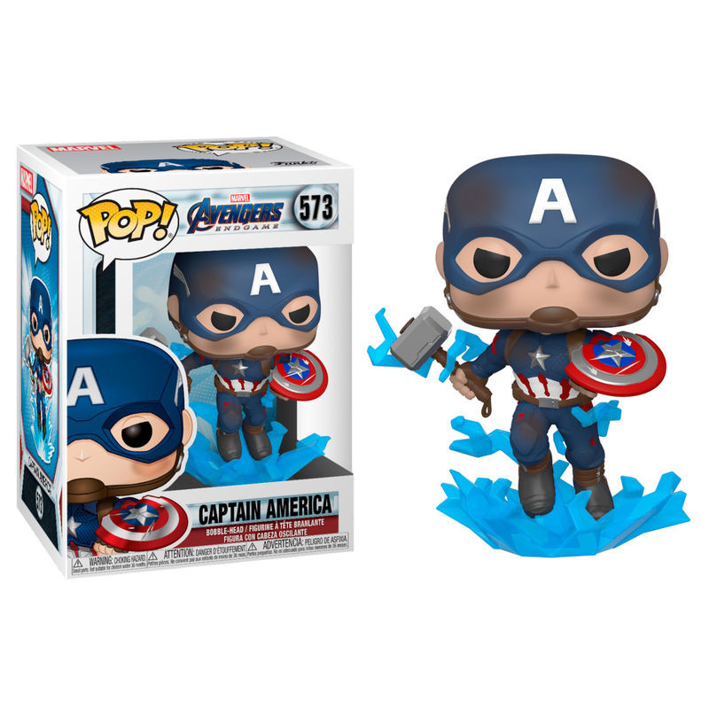 FUNKO POP MARVEL LOS VENGADORES ENDGAME CAPITAN AMERICA CON ESCUDO ROTO & MJOLNIR 45137 