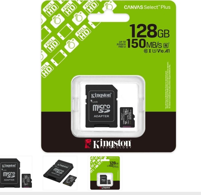 Tarjeta de Memoria Kingston CANVAS Select Plus 128GB microSD XC con Adaptador/ Clase 10/ 150MBs